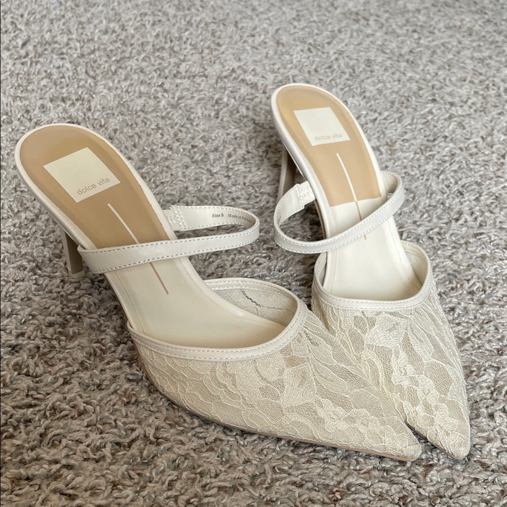 Dolce Vita Cream Lace Heels